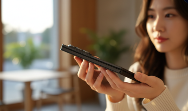 접었을 때 보이는 상단 엣지 디자인