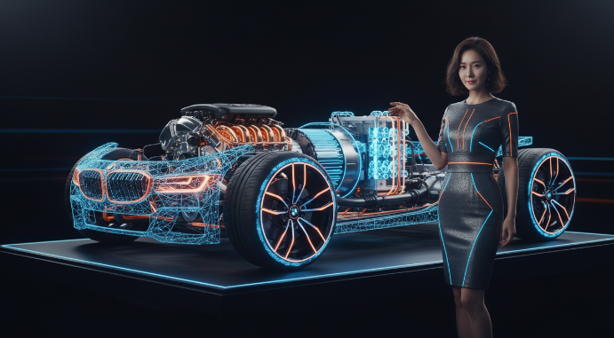 미래형 모빌리티와 내연기관이 공존하는 BMW의 브랜드 비전을 형상화한 이미지