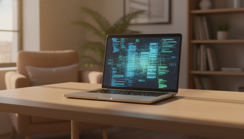 AI 코딩 도구 OMO를 통해 복잡하고 지저분한 코드가 깔끔하게 정리되는 비유 이미지