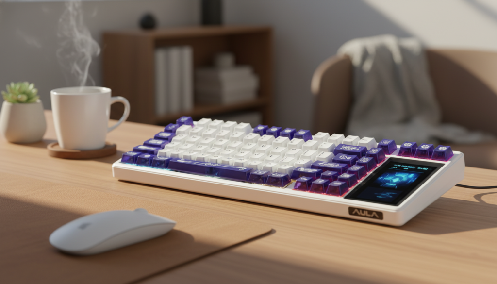 4인치 대형 터치 스크린과 RGB 조명을 탑재한 AULA L99 키보드 디자인